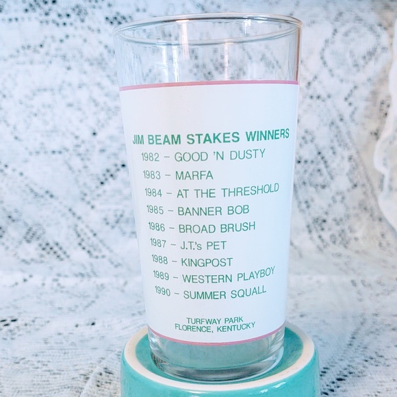 COLLECTIBLE TENTH RUNNING JIM BEAM STAKES TURFWAY PARK 1991 COLLECTIBLE GLASS - Picture 2 of 8